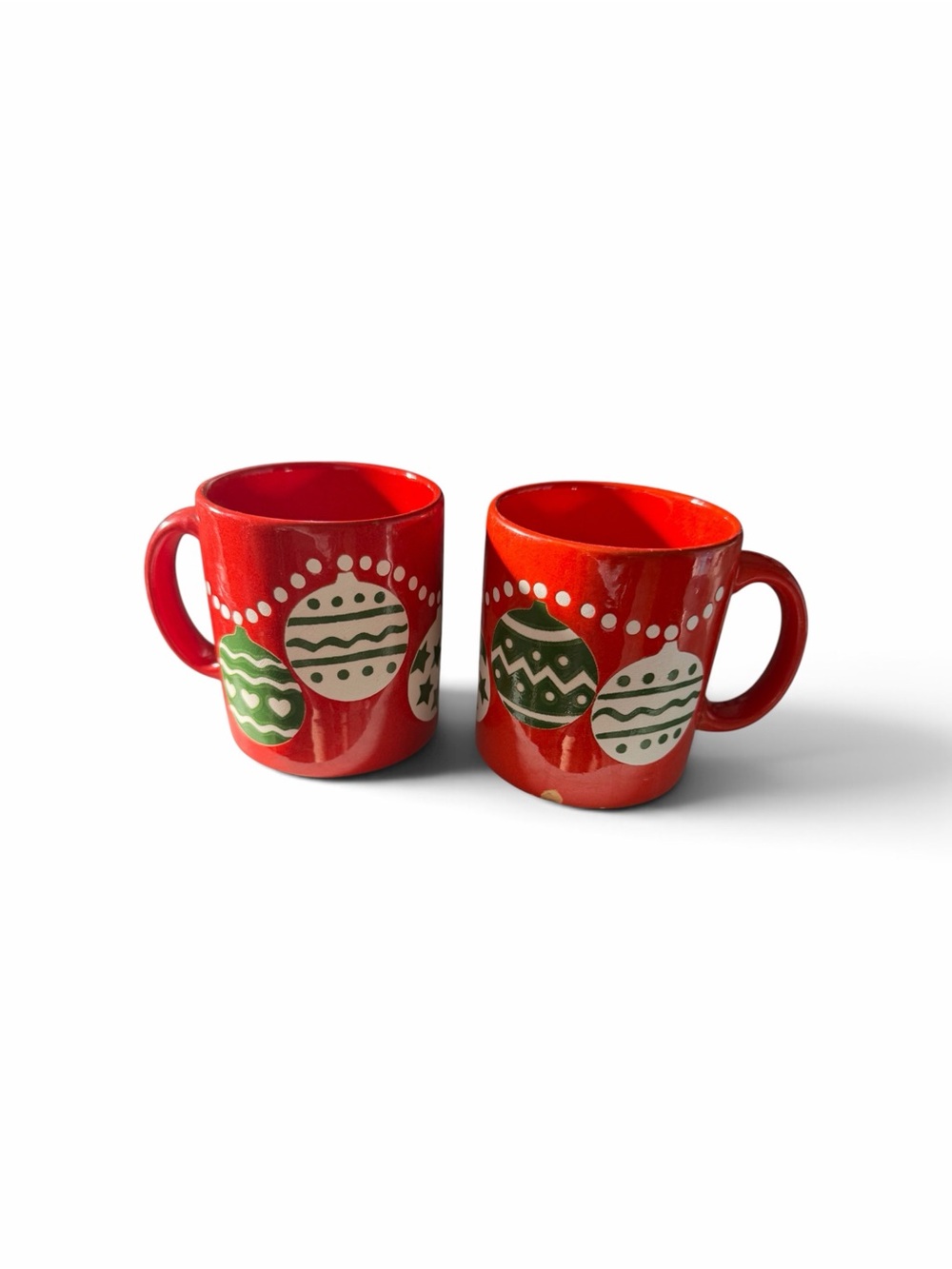 Red Holiday Ornament Ceramic Mug Set - 2 Pack